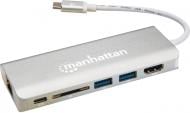 Док-станція Intracom USB 3.1 Type-C — HDMI/USB 3.0x2/RJ45/SD/PD 60W Hub 7-in-1 silver (152075)