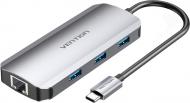 Док-станция Vention USB 3.1 Type-C - HDMI/USB 3.0x3/RJ45/PD 100W Hub 6-in-1 silver (TOHHB)