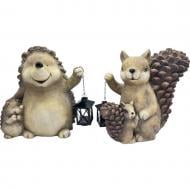 Фігура садова Zhongyang Economic Їжаки/Білочки з ліхтарем в асортименті 34x18x33 см