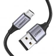 Кабель UGREEN US290 USB 2.0 to Micro Cable Nickel Plating Aluminum Braid 2A 1,5 м black (60147)