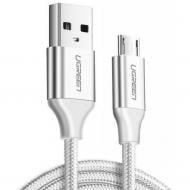 Кабель UGREEN US290 USB 2.0 to Micro Cable Nickel Plating Aluminum Braid 2A 1,5 м white (60152)