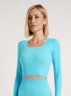 Футболка с длинным рукавом Giulia Crop top rib р.one size голубой