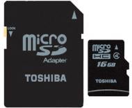 Карта памяти Toshiba microSDHC 16GB Class 4 + SD adapter (THN-M102K0160M2)