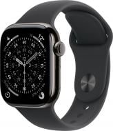 Смарт-годинник Apple Watch Series 11 GPS + Cellular 42mm Slate Titanium Case with Black Sport Band - M/L (MF8T4RK/A)