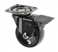 Ролик мебельный GTV CALIBRO d50 мм h-64 мм повортный с стопором черный (колесо для мебели) KM-CALIBRO-50MM-ZH-20