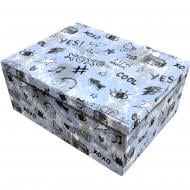 Коробка подарочная серая с рисунками 1110206201 19х13 см