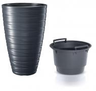 Горшок для цветов Prosperplast MAZE 375х579 мм с вкладышем круглый 43 л антрацит