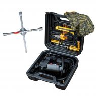 Компресcор автомобильный Poputchik 35 л/мин в кейсе + крестообразный ключ (13014-КК)