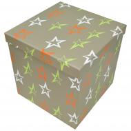 Коробка подарочная серая звезды 16.5х16.5 см 4110222105