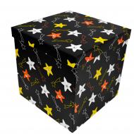 Коробка подарочная черная звезды 20.5х20.5 см 4110222407