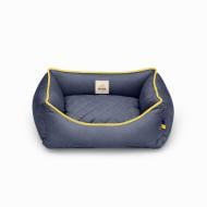 Лежак PETBED Лакки XS 50х45 см h-15 см велюр темно-серый/кант желтый