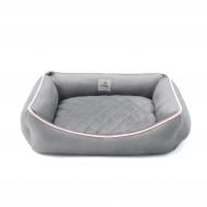 Лежак PETBED Лакі S 60х50 см h-16 см велюр сірий/кант рожевий Лежак PETBED Лакі S 60х50 см h-16 см велюр сірий/кант рожевий