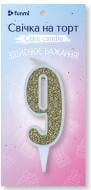 Свеча Цифра funmi "9" белое золото (9 см) 1 шт.