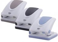 Дырокол E0125 бело-черный с линейкой Deli