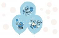 Шарики латексные 12" (30см.) "Baby boy" голубой 1 шт.