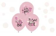 Шарики латексные 12" (30см.) "Baby girl" розовый 1 шт.