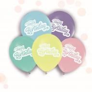 Шарики латексные 12" (30см.) "Happy Birthday" ассорти 1 шт.