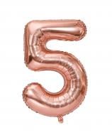 Шарик фольгированный цифра "5" розовое золото 1 шт.
