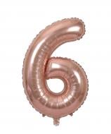 Шарик фольгированный цифра "6" розовое золото 1 шт.