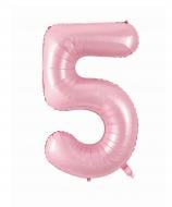 Шарик фольгированный цифра "5" розовый 1 шт.