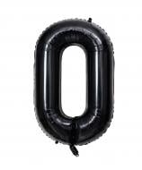 Шарик фольгированный цифра "0" черный 1 шт.