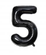 Шарик фольгированный цифра "5" черный 1 шт.