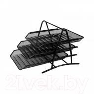 Лоток для бумаг 3 отдела черный E9181 Deli