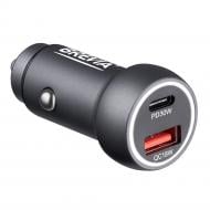 Автомобильное зарядное устройство Brevia ePower Dual Style Metal LED 48W 1xUSB-C+1xUSB-A