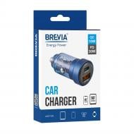 Зарядное устройство — адаптер прикуривателя-USB Brevia ePower DualCharge 30W 1xUSB-C+1xUSB-A, прозрачный синий 46530CABL