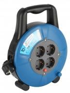 Удлинитель на катушке Electraline с зауженным корпусом для компактного хранения с заземлением 4 гн. черно-синий 10 м 49003