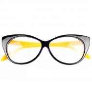 Окуляри Bananahall Cat Eye лінзи прозорі Чорні з жовтим (bnnhll4180)
