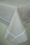 Скатертина з бордюром та мереживом 665-16/00 110x140 см лляний Едельвіка