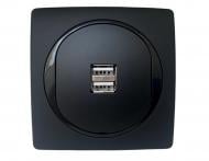 Розетка USB подвійна із заземленням Aling-Conel Eon IP20 чорний матовий E6161.E1