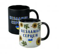 Чашка сублимационная 4PROFI Хамелеон матовая черная Несокрушимым сердцем 330 мл Чашка сублимационная 4PROFI Хамелеон матовая черная Несокрушимым сердцем 330 мл
