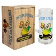 Набор подарочный Бокал + коробка с наклейкой Гантеля для души 500 мл