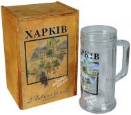 Набор подарочный Бокал + коробка с наклейкой Харьков город силы №1 500 мл