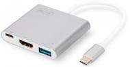 Адаптер Digitus USB Type-C – HDMI + USB 3.0 + USB Type-C 0,2 м серебристый (DA-70838)