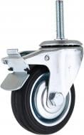 Колесо d75 мм резиновое поворотное с тормозом і резьбовым штырем M10 Колесо d75 мм резиновое поворотное с тормозом і резьбовым штырем M10