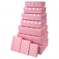 Коробка подарункова Buromax 37x27x11 см рожева із золотом