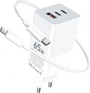 Мережевий зарядний пристрій Gelius Nimble GaN 65W GP-HC051 White + Cable Type-C/Type-C