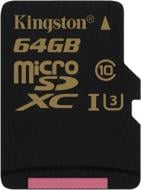 Карта пам'яті Kingston microSDXC 64 ГБ UHS-I Class 3 (U3) 90R/45W + SD Adapter (SDCG/64GB)
