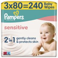 Детские влажные салфетки Pampers Sensitive 240 шт. Детские влажные салфетки Pampers Sensitive 240 шт.