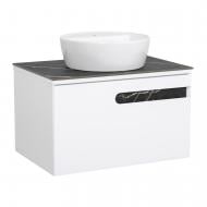 Тумба подвесная Aqua Rodos OSTIN (белій мат) столешница Керамо-гранит Namibia Black 70 см умывальник One 42 см