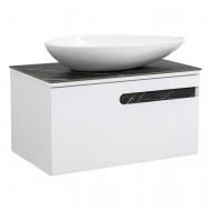 Тумба підвісна Aqua Rodos OSTIN (білий мат) стільниця Керамо-граніт Namibia Black 80 см умивальник Olive 74 см Тумба підвісна Aqua Rodos OSTIN (білий мат) стільниця Керамо-граніт Namibia Black 80 см умивальник Olive 74 см