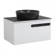 Тумба подвесная Aqua Rodos OSTIN (белий мат) столешница Керамо-гранит Namibia Black 80 см умывальник One 46 см черный Тумба подвесная Aqua Rodos OSTIN (белий мат) столешница Керамо-гранит Namibia Black 80 см умывальник One 46 см черный