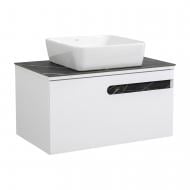 Тумба подвесная Aqua Rodos OSTIN (белый мат) столешница Керамо-гранитт Namibia Black 80 см умывальник One 46х46 см