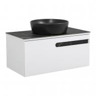 Тумба підвісна Aqua Rodos OSTIN (білий мат) зі стільницею керамограніт Namibia Black 90 см та умивальником One 46 см чорн Тумба підвісна Aqua Rodos OSTIN (білий мат) зі стільницею керамограніт Namibia Black 90 см та умивальником One 46 см чорн