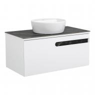 Тумба підвісна Aqua Rodos OSTIN (білий мат) зі стільницею керамограніт Namibia Black 90 см та умивальником One 42 см Тумба підвісна Aqua Rodos OSTIN (білий мат) зі стільницею керамограніт Namibia Black 90 см та умивальником One 42 см