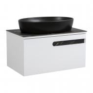 Тумба подвесная Aqua Rodos OSTIN (белий мат) столешница Керамо-гранит Namibia Black 80 см умывальник One 67 см черный. Тумба подвесная Aqua Rodos OSTIN (белий мат) столешница Керамо-гранит Namibia Black 80 см умывальник One 67 см черный.