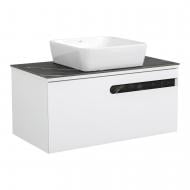 Тумба подвесная Aqua Rodos OSTIN (белый мат) со столешницей керамогранит Namibia Black 90 см и умывальником On 46x46 см Тумба подвесная Aqua Rodos OSTIN (белый мат) со столешницей керамогранит Namibia Black 90 см и умывальником On 46x46 см